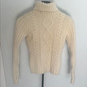 Banana Republic Cream Cable Knit Turtleneck Sweater